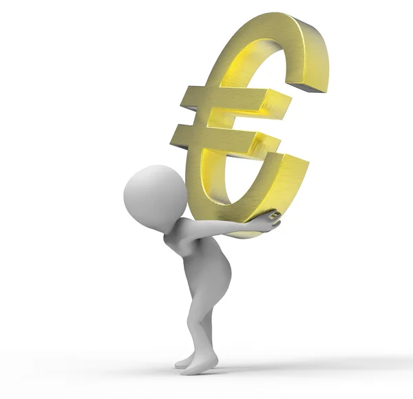 3D-Mann mit Euro-Symbol — Stockfoto