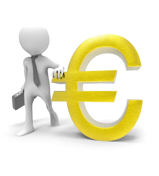 3D biznesmen z symbolu euro — Zdjęcie stockowe