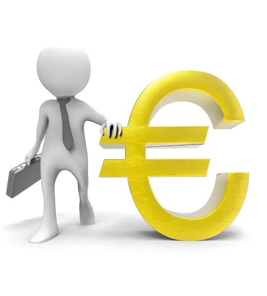 3D-Geschäftsmann mit Euro-Symbol — Stockfoto