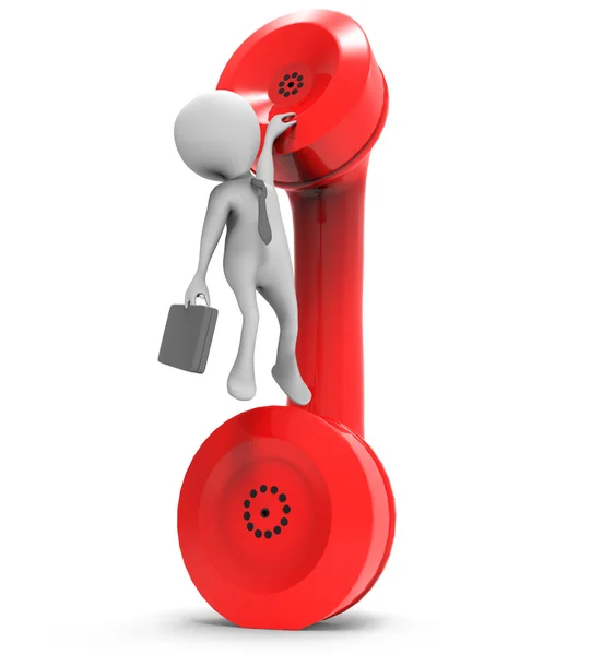 3d man - call by telephone — Stock Photo, Image