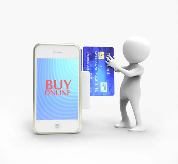 3d man with Mobile shopping — Stock Photo, Image