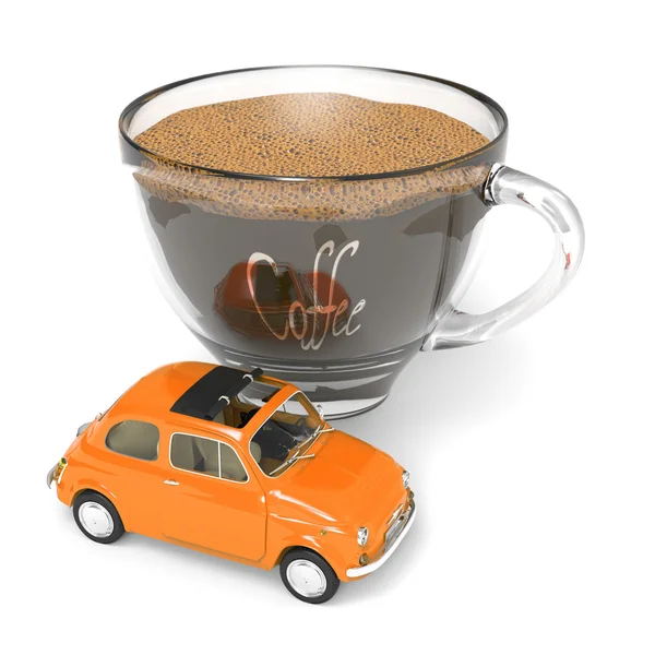 Kopje koffie met Italiaanse automerk — Stockfoto