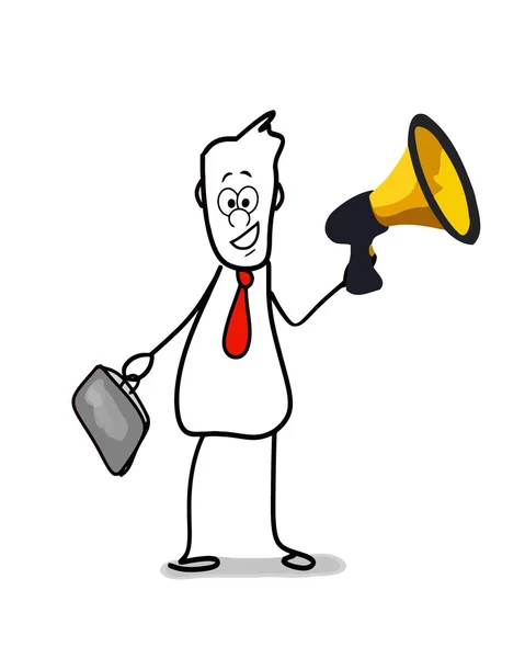 Business man with megaphone — Stock Photo, Image