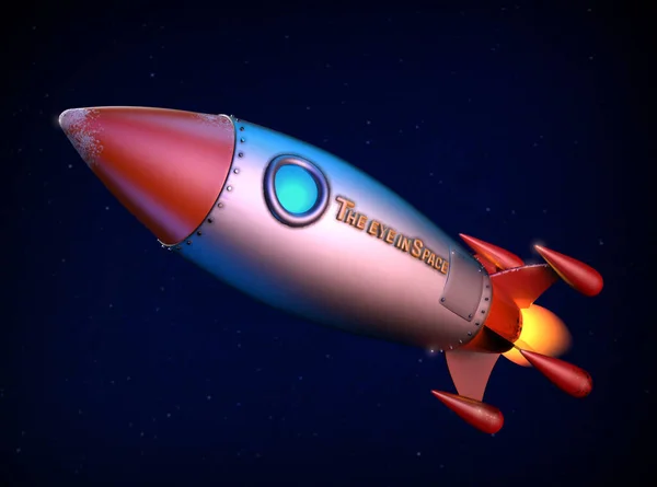 Маленький Ракетный Корабль Летящий Звездном Пространстве Иллюстрация — стоковое фото