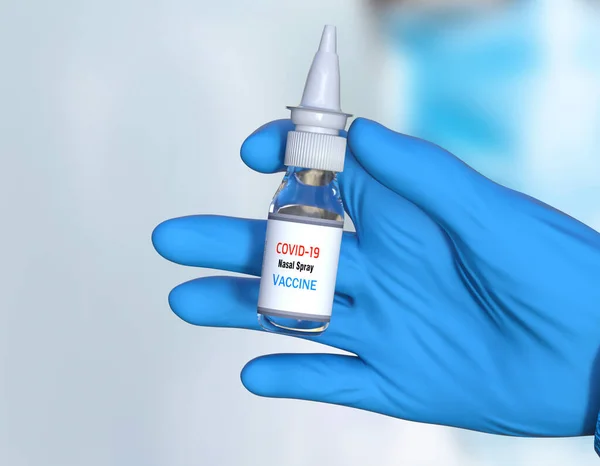 Vaccin Tegen Covid Klinische Proef Van Een Neusspray Onderweg Weergave — Stockfoto