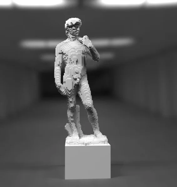 Statue David Michelangelo Effect Voxel — Stock Photo, Image
