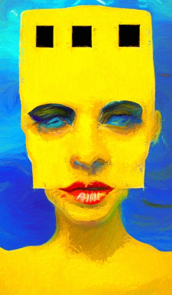 Abstrakt Målning Ett Ansikte Illustration — Stockfoto