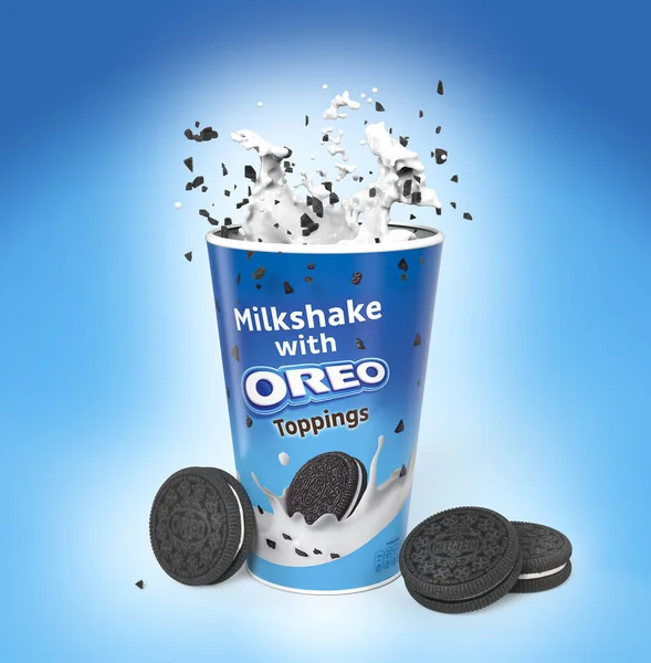 西班牙马拉加 2022年9月26日 Oreo Toppings Smooth Thie Cookie Cup 200Ml Milkshake — 图库照片