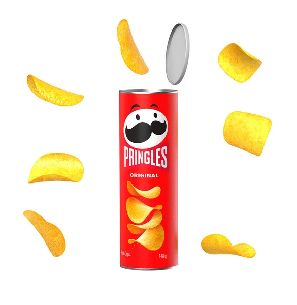 Malaga Spain September 2022 Pringles Potato Chips Package White Background — Stock Photo, Image