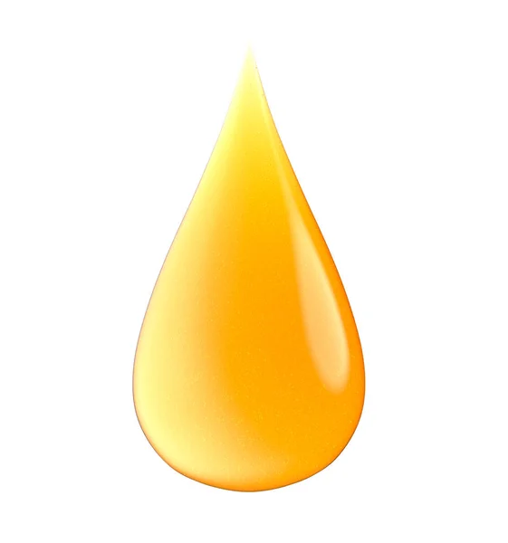 Drop Yellow Liquid Oil White Background — Stock Photo, Image