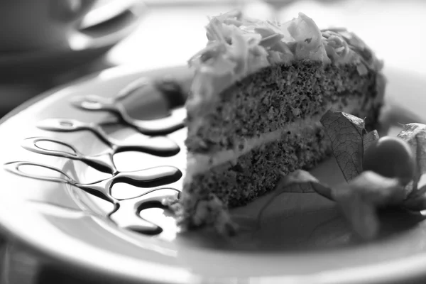Retro stiled pustyni na naczynia. ciasto makowe z bliska. — Zdjęcie stockowe