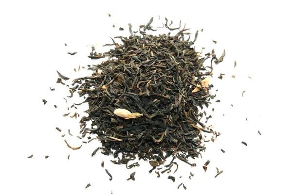 Green tea with jasmine isolated on white. — Stock Photo, Image
