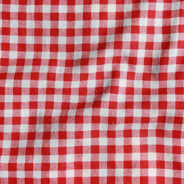 纹理的红色和白色格仔的野餐毯子. — 图库照片