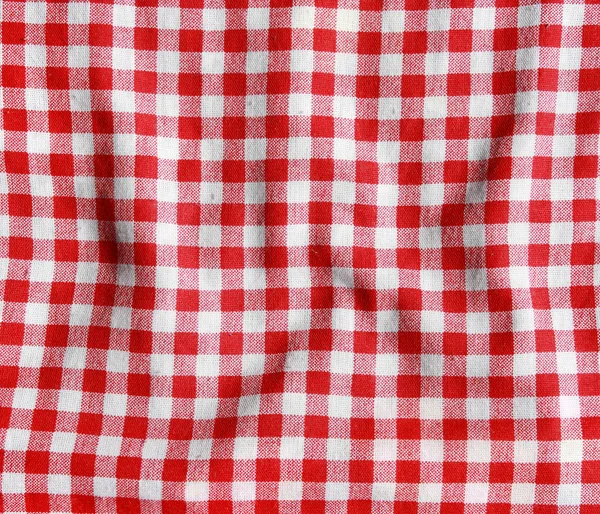 Red linen crumpled tablecloth. — Stock Photo, Image