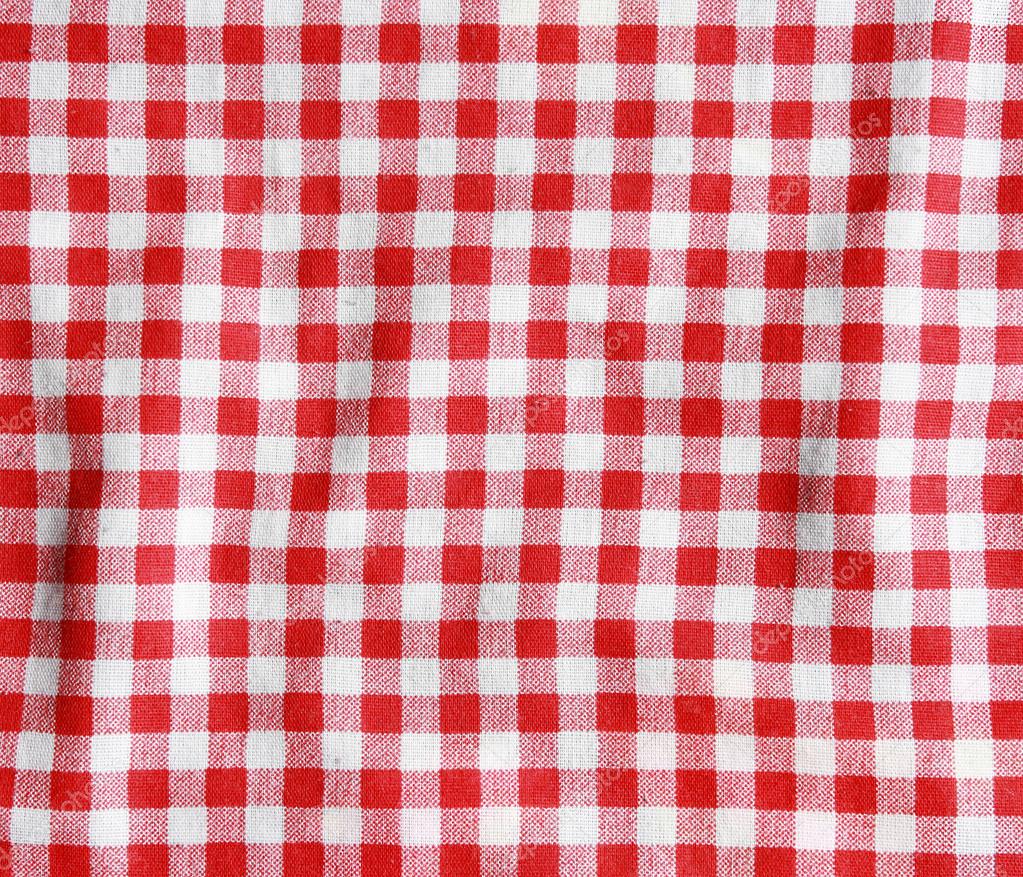 Red and white checkered picnic blanket.