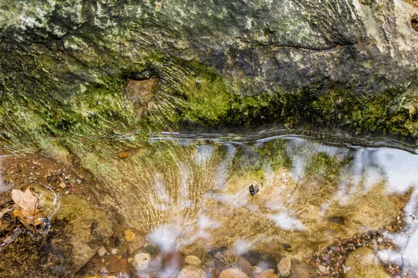 Pierre Calcaire Sortant Eau Pierre Dans Rivière — Photo