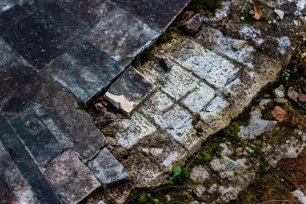 Texture Old Broken Marble Tiles Street — Stock Photo, Image