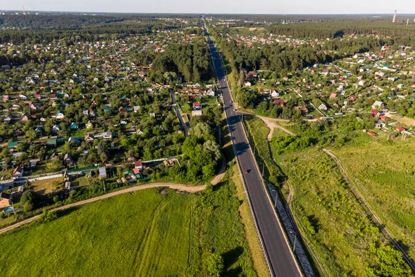 Vista Aérea Una Carretera Que Pasa Por Campo Varshavskoye Carretera — Foto de Stock