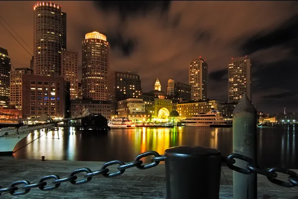 Porto di Boston di notte Immagini Stock Royalty Free