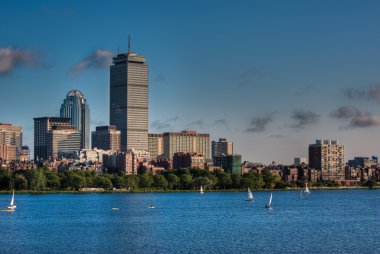 Boston charles Nehri yakınında günbatımı manzarası