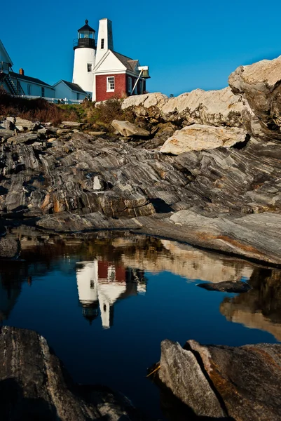 Pemaquid vuurtoren reflectie — Stockfoto