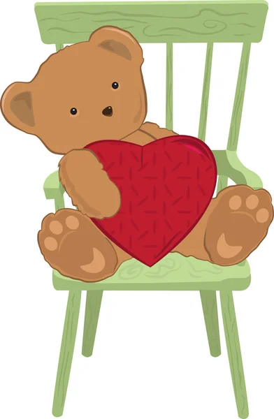 Teddy Holding Heart — Stock Vector