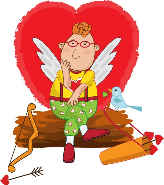 Cupid waits for love — Stock Vector