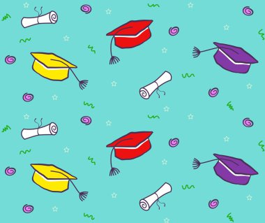 şapkalar ve diploma desen