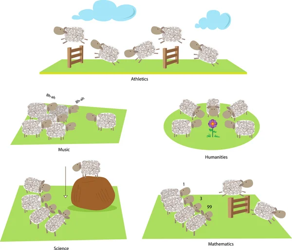 Ovejas y Educación — Vector de stock