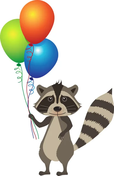Raccoon and Balloons — Stock Vector