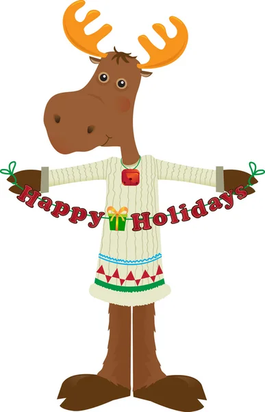 Happy Holiday Moose Icon — Stock Vector