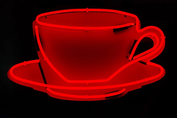 Taça de café vermelho néon — Fotografia de Stock