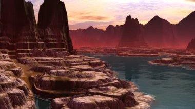 dağ nehir. fantastik bir gezegen.