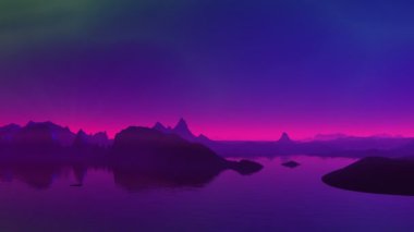 fantastik bir gezegen gökyüzünde parlayan.