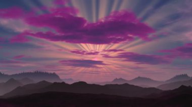 fantastik bir gezegende günbatımı.