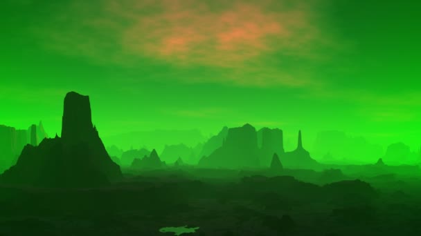 Fantastische planeet. groene mist. — Stockvideo