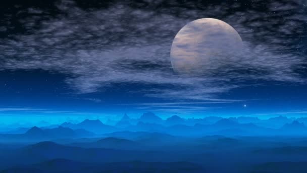 Φανταστικό πλανήτη. το μεγάλο φεγγάρι. — Αρχείο Βίντεο
