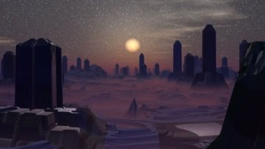 Uzaylılar şehirde günbatımı