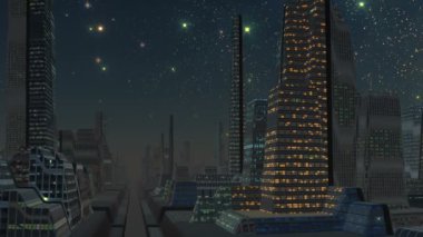 Düşen meteorit (Ufo) ve muhteşem şehir