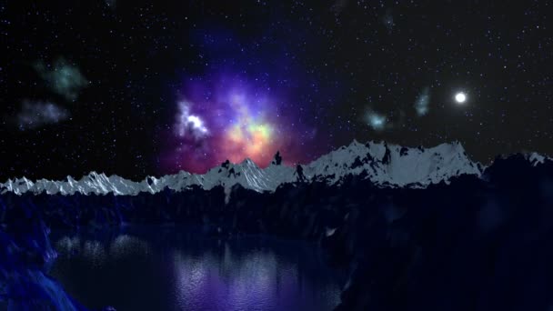 Nebulosa se refleja en el lago de montaña — Vídeo de stock