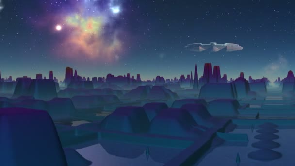 Desaparecendo OVNI sobre a cidade de alienígenas — Vídeo de Stock