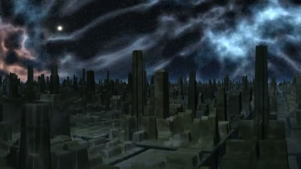 Tempestade espacial sobre a cidade de alienígenas — Vídeo de Stock