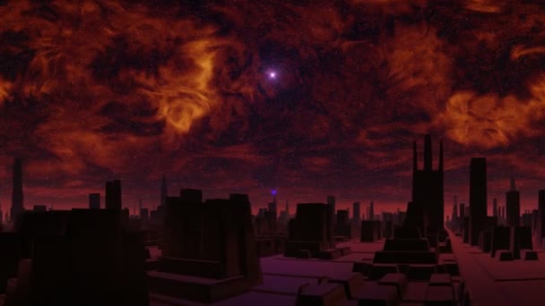 エイリアンと ufo の暗い都市 — ストック動画