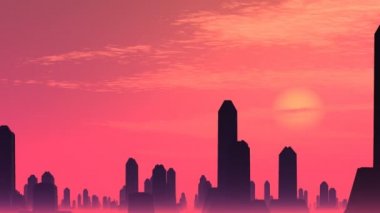 fantastik şehrin üzerinde yükselen