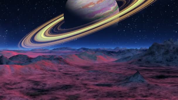 Saturno sobre el horizonte — Vídeos de Stock