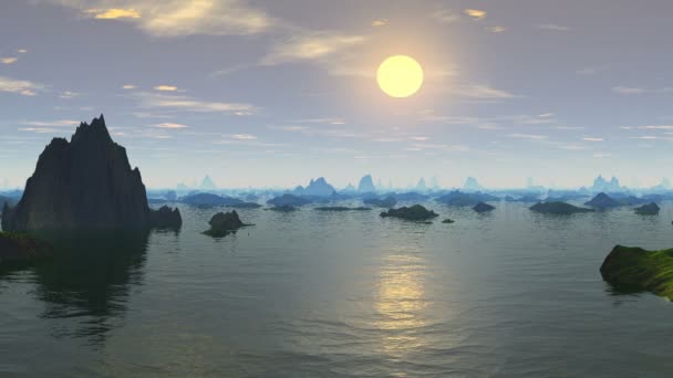 Fjords, coucher de soleil .