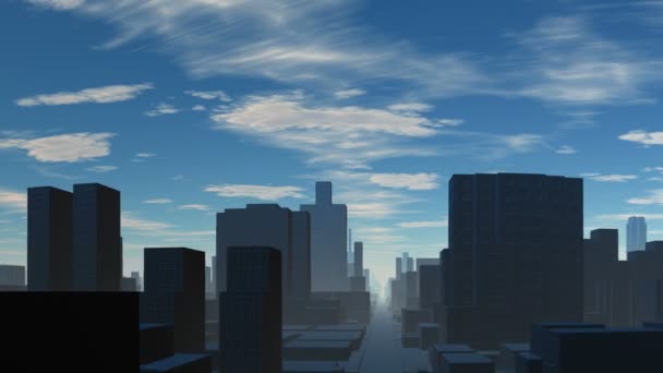Місто і блакитне небо — стокове відео