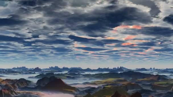 Вогняна планета з'являється з-за хмар — стокове відео