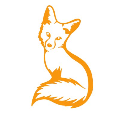 Beyaz arka planda bir tilkinin silueti. Sevimli yırtıcı. Fare avcısı. Kurt, çakal ve köpeğin akrabası.