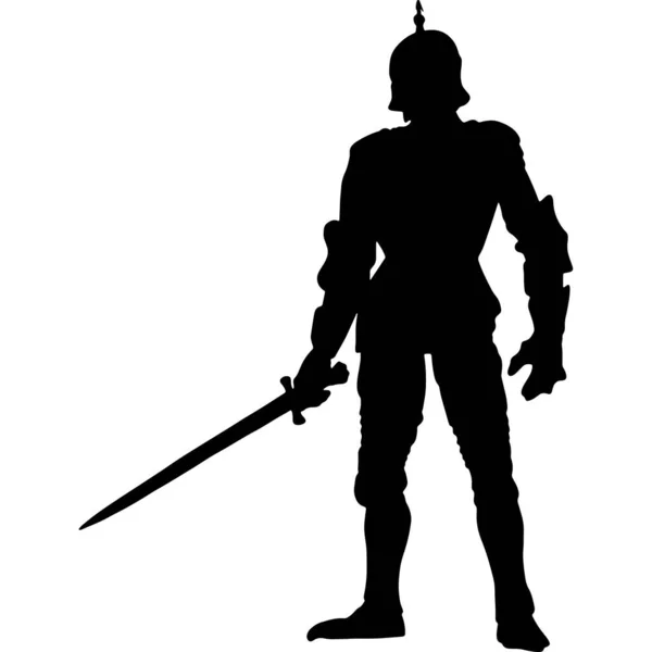 Kılıçlı ve mızraklı bir ortaçağ savaşçısı. Düşmana saldıran bir suikastçının silueti.